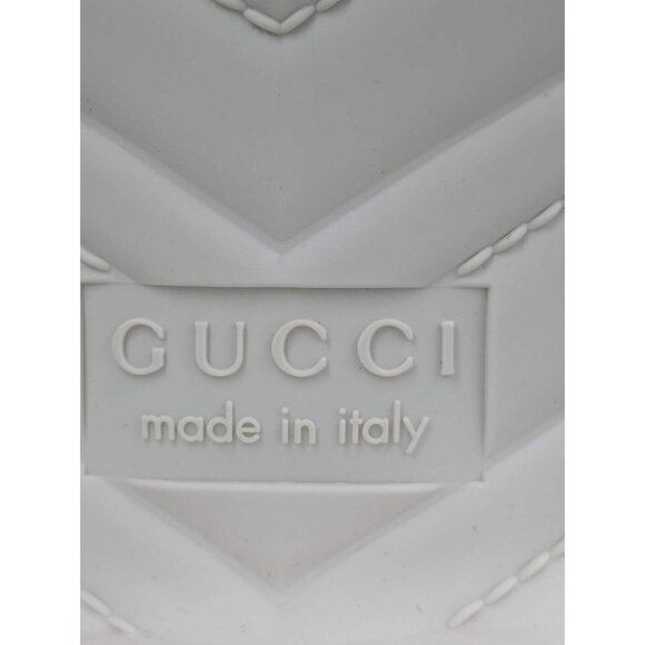 Gucci Logo Embossed Mid-heel Rubber Sandals Mystic White 624730 EU40 - Picture 8 of 11